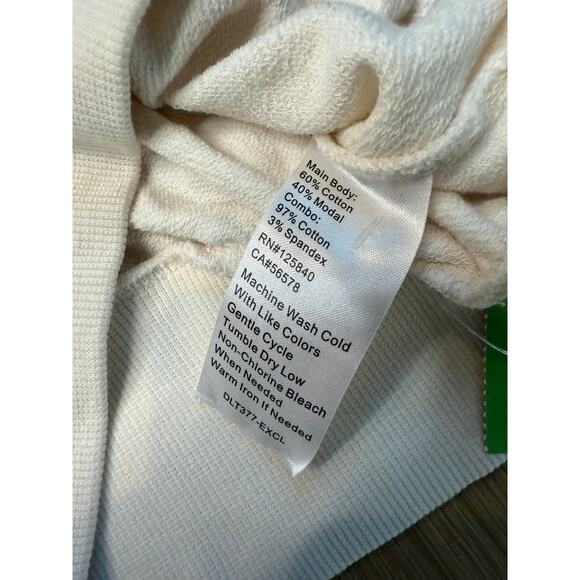 INTERMIX Khloe One-Shoulder Off-Shoulder Ivory Cream Scrunchy Sweatshirt - Picture 5 of 7